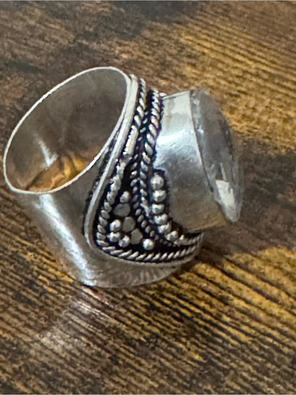 925 sterling silver Boho Statement Ring with Clear Quartz Gemstone size 8 - Picture 2 of 7